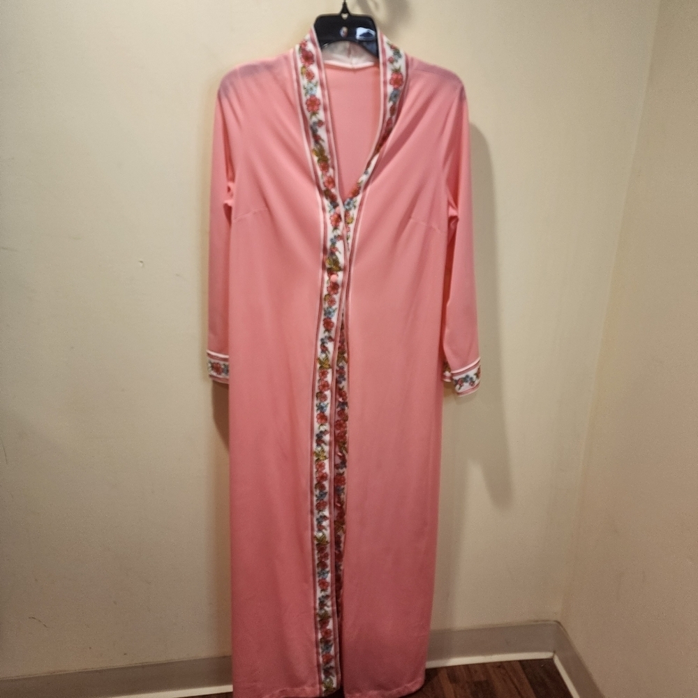 Gossard Artemis Vintage Pink 100% Nylon Long Sleeves Night Gown Sleepwear size M